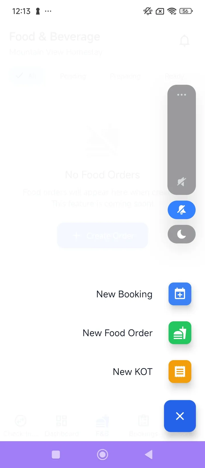 MyHomestay Owners App - F&B Orders